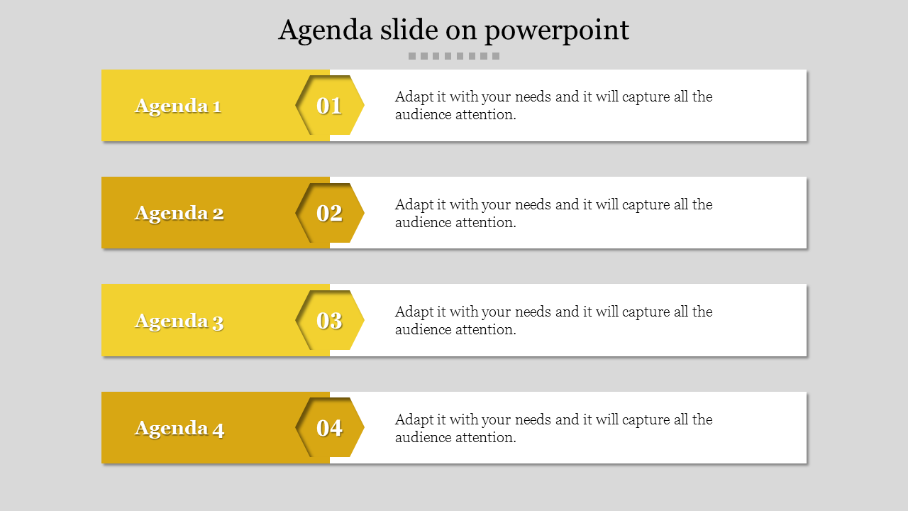 Free - Editable Agenda Slide on PowerPoint Template Presentation